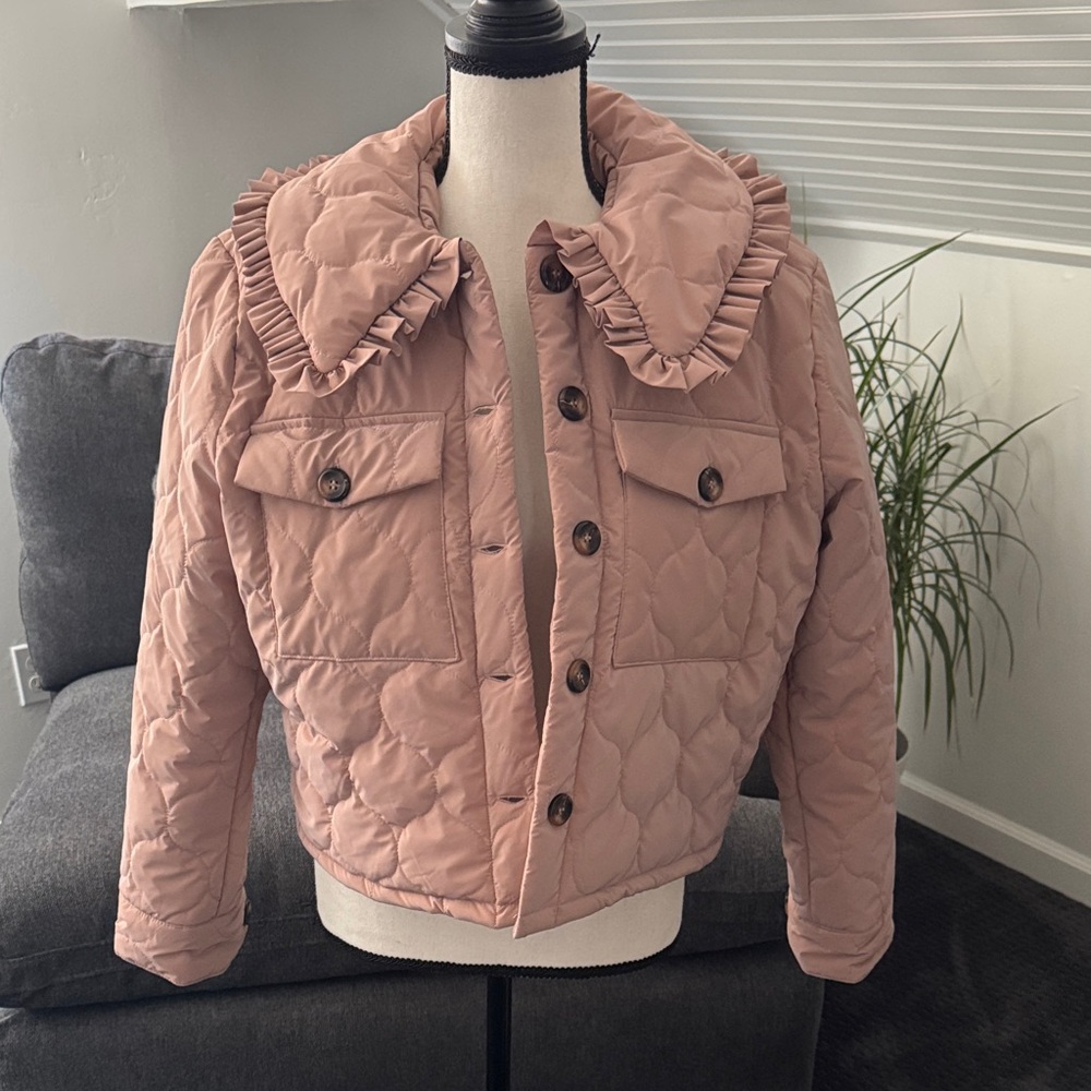 Ruffled Pink Quilted Jacket